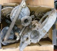 Motorbike parts including Rickman hub, swing arms etc