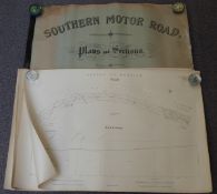 Bound book of plans and sections of the Southern Motor Road from London to Brighton dated 1929, 68 x