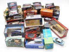 Forty Matchbox, Schuco, ERTL, Elicor, Monogram, Rio and similar diecast model vehicles, all in