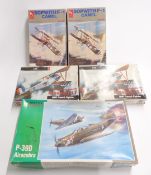 Five Hobbycraft model aeroplane kits including Nie.17, Camel F-1 Sopwith, P-39D Airacobra etc, all