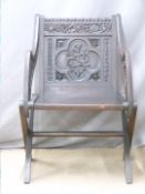 Victorian carved oak Glastonbury chair, W57 x H93cm