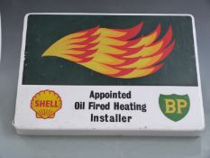 Illuminated Shell / BP appointed oil fired heating installer advertising sign, 53 x 73cm