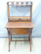A 19thC leather inset mahogany writing desk / stand with gallery top, two central drawers and two