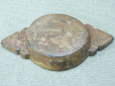 An 18th/19thC treen oak or elm twin handled bowl, maximum diameter 49cm