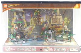Lego shop display or advertising Indiana Jones electric diorama with River Chase 7625 and Jungle