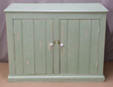 A vintage painted pine sideboard/ cupboard, W122 x D58 x H91.5cm