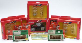 Fifteen Britains Farmyard 1:32 scale model vehicles, animal sets and accessories including Steyr