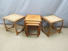 G Plan retro / mid century modern nest of tables and two tile inset tables, W50 x D50 x H51cm