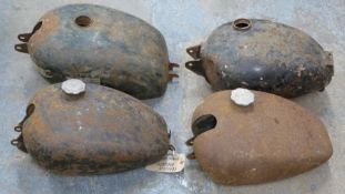 Four Francis Barnett motorbike petrol tanks