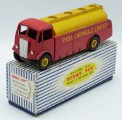 Dinky Toys diecast model A.E.C Tanker with red cab, yellow tank and hubs and Shell Chemicals Limited
