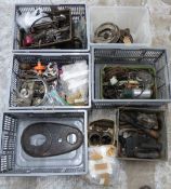 Velocette MAC motorbike spares including magneto, dynamo, headlamp, brake parts, tools etc