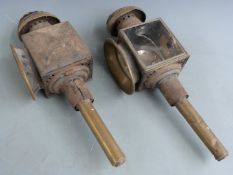 Pair of coach lamps with maker's name Collins & Co, Oxford and Faringdon, height 47cm