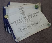 Six bound books of plans and sections relating to the County of Hertford Light Railway, comprising