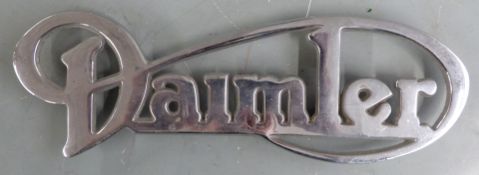 Daimler bus or similar chrome badge, length 26cm