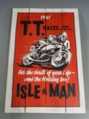 1961 Isle of Man TT Races painted wooden panel, 60 x 40cm