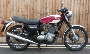1977 Triumph Trident T160 750cc three cylinder motorbike, registration number TAD 139R, odometer