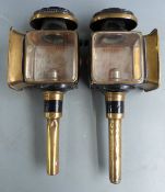 Pair of coach lamps with maker's name Gage Bros, Cardiff, to one, height 48cm