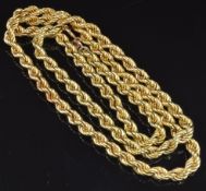 A 9ct gold rope twist necklace, 6.9g, length 50cm
