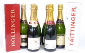 Eight bottles of assorted Champagne including two Bollinger Special Cuvée, Nicolas Feuillatte, Pol