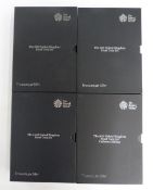 Royal Mint UK proof coin sets comprising 2017, 2018, 2019 and 2020, cased with certificates