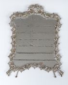 Victorian hallmarked silver dressing table mirror with pierced and cast cherub decoration and