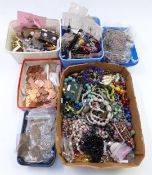 A collection of costume jewellery including silver cross pendant, beads, brooches including Sarah