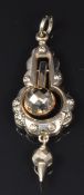 Victorian 9ct gold pendant with faceted sphere and applied decoration, 1cm x 4.5cm, 3.1g