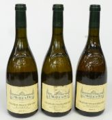 Three bottles of J Moreau et Fils Chablis Premier Cru, Montmains 2001 Burgundy white wine 75cl 12.5%