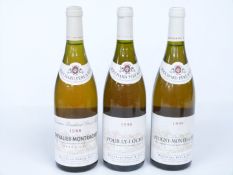 Three bottles of classic French white wines from Bouchard Père et Fils, Cote D'Or, comprising