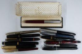 Thirteen various pens to include Onoto The Pen by De La Rue & Co. Ltd, London, with 14ct gold nib,