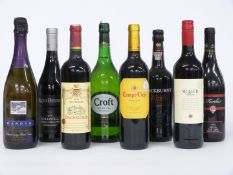 Eight bottles of red wine, port and sherry including Lussac Saint Emilion Vieux Remparts 2012 750ml,
