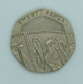 2008 undated UK 20p mule coin