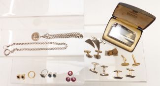 A silver chain, St Christopher, cufflinks, Ronson lighter, ring etc