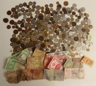 A collection of largely pre-Euro overseas coinage and banknotes, 19thC onwards