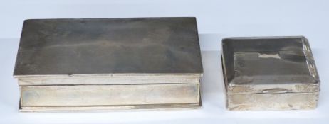 George V hallmarked silver cigarette box with engine turned lid, Birmingham 1925, maker's mark