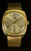 Bucherer 18ct gold gentleman's automatic wristwatch with date aperture gold hands, two-tone baton