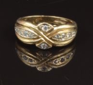 A 9ct gold ring set with cubic zirconia, size O, 3.3g