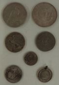 USA dollars comprising 1884 Morgan and a 1921 Liberty example, together with a 1981 half dollar etc