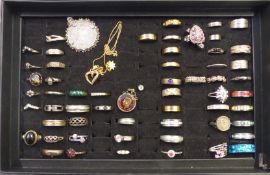 A collection of silver rings, costume rings and an 1898 silver crown