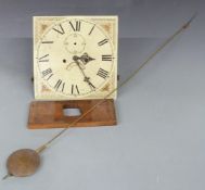 19thC 30 hour longcase clock movement with 31cm, painted Roman dial, seat, weight and pendulum
