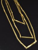 A 9ct gold necklace made up of oval and rectangular links, 11.4g, length 64cm