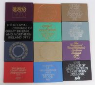 Royal Mint coinage of Great Britain and Northern Ireland proof sets in presentation display cases,