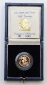 1992 Queen Elizabeth II proof gold half sovereign in Royal Mint case with certificate no 3041