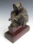 19thC Grand Tour plaster figure on mahogany plinth with Victorian label to base, dated 1897, H30cm