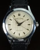 Favre-Leuba gentleman's automatic wristwatch with silver dauphine hands, silver hour and minute