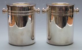 Pair of Roux-Marquiand silver plated designer wine coolers, height 20cm