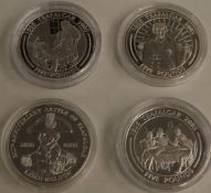 Four silver Battle of Trafalgar 1805-2005 commemorative crowns