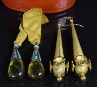 A pair of Chinese drops set with kingfisher wing and a pair of Victorian earrings