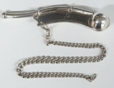 Georgian hallmarked silver bosun's whistle, marks rubbed, length 12cm, on a hallmarked silver