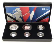 Royal Mint 2017 UK six coin silver proof Britannia set, cased with certificate
